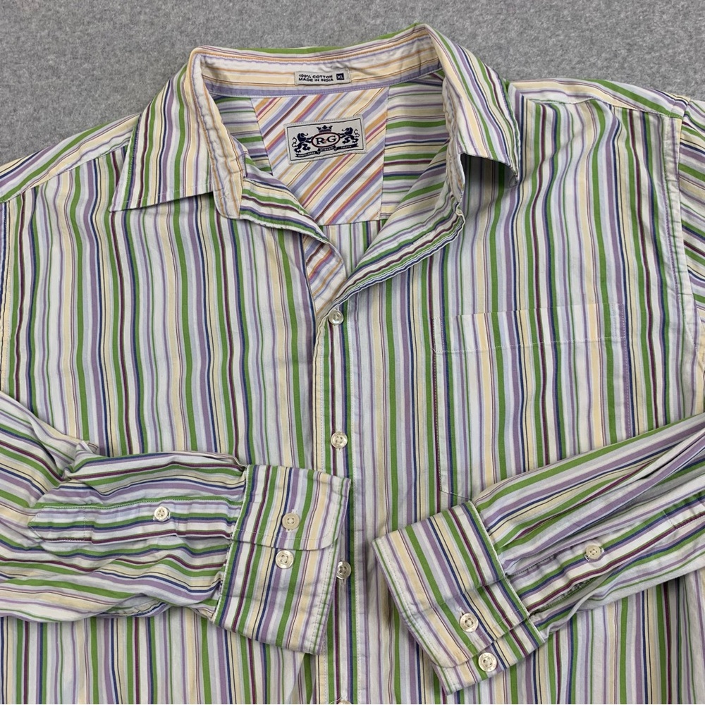 Robert Graham R&G Shirt Men’s XL‎ Multicolor Stripe Button Up Flip Cuff Cotton